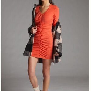 Anthropologie Sundry ruched long sleeve dress